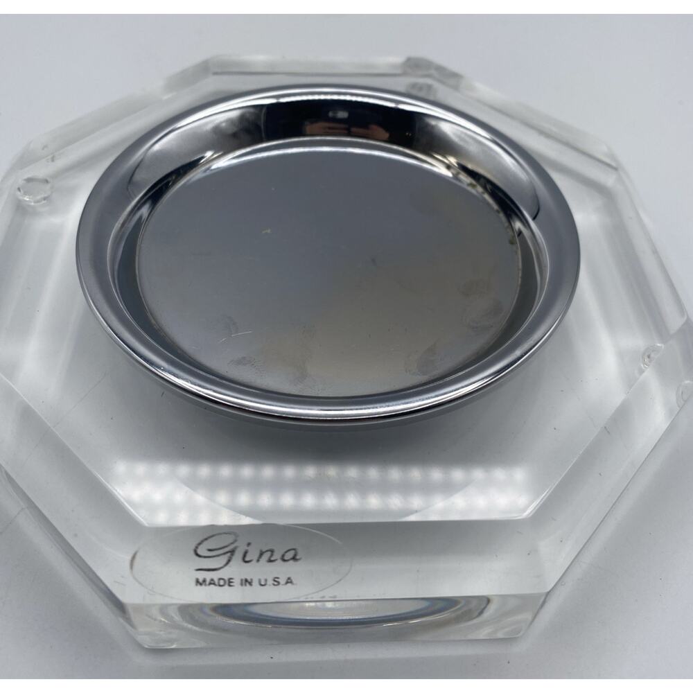 Vintage Clear Acrylic‎ Tray Gina Made In USA Ash Tray/ Jewelry Trinket